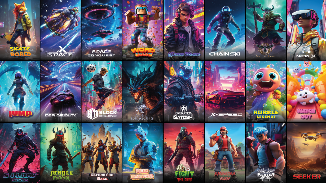 A collage of a video game posterDescription automatically generated